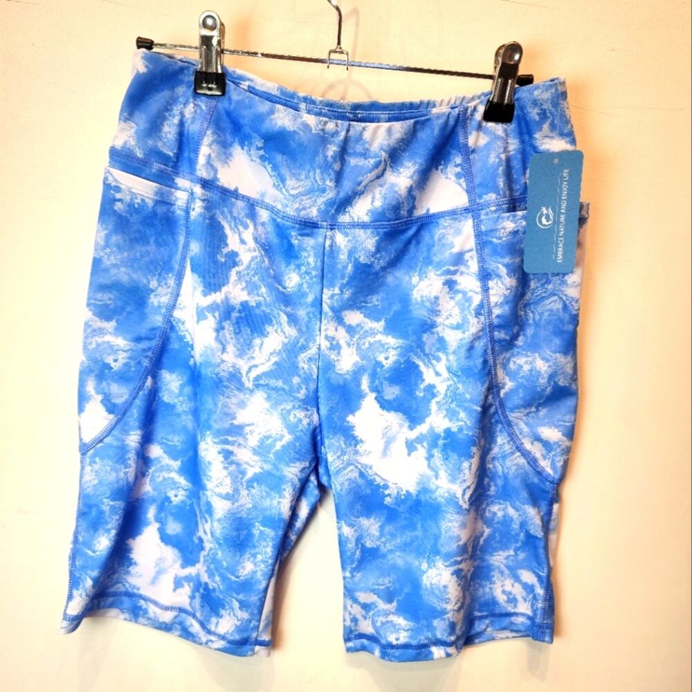 New Workout Shorts Blue and White Athletic Shorts Pockets Size‎ XL